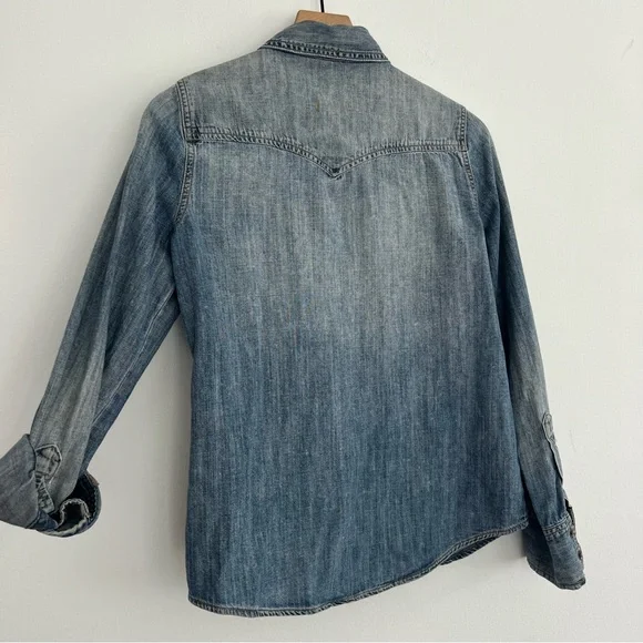 Madewell Washed Blue Denim Western Shirt Small - Picture 4 of 5